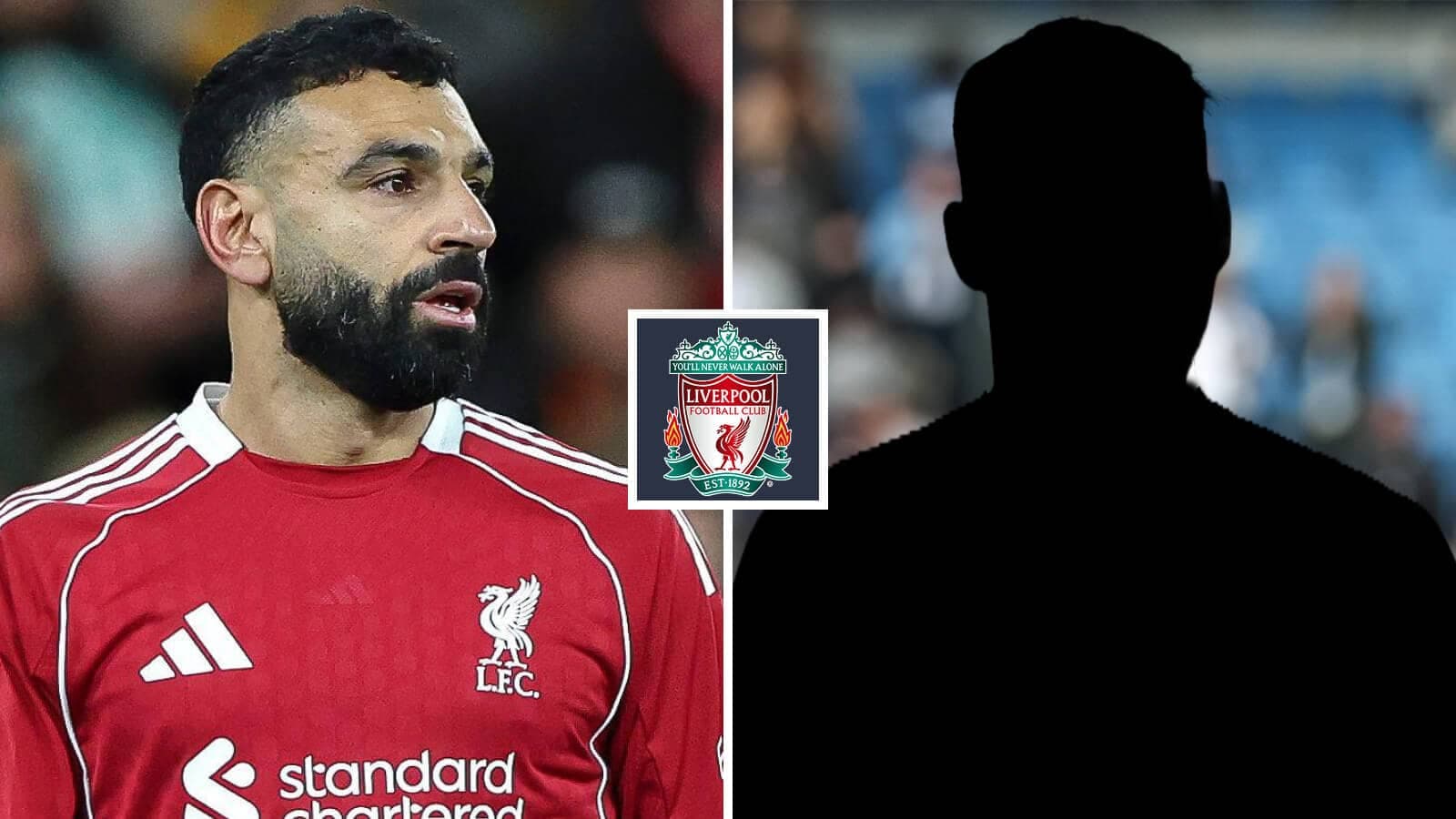 Mohamed Salah en uniforme de Liverpool, fondo oscuro Mohamed Salah en uniforme de Liverpool, fondo oscuro