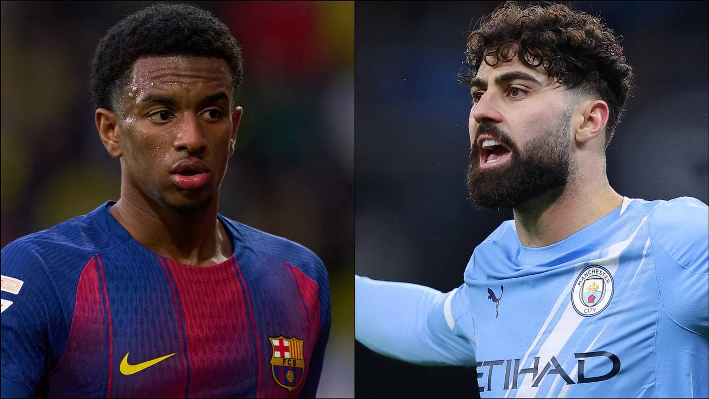 Jugadores de Barcelona y Manchester City en acción Jugadores de Barcelona y Manchester City en acción
