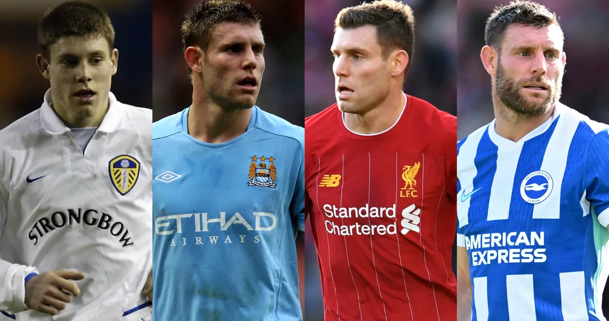 Cuatro imágenes de un jugador en diferentes equipos Cuatro imágenes de un jugador en diferentes equipos