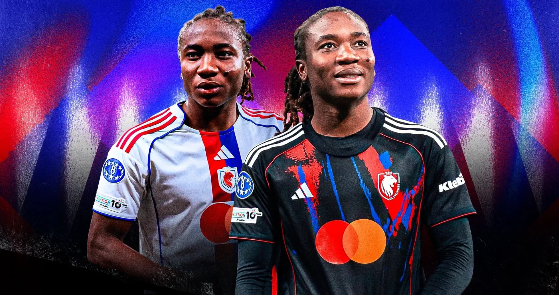 Dos jugadores de fútbol en camisetas de clubes Dos jugadores de fútbol en camisetas de clubes